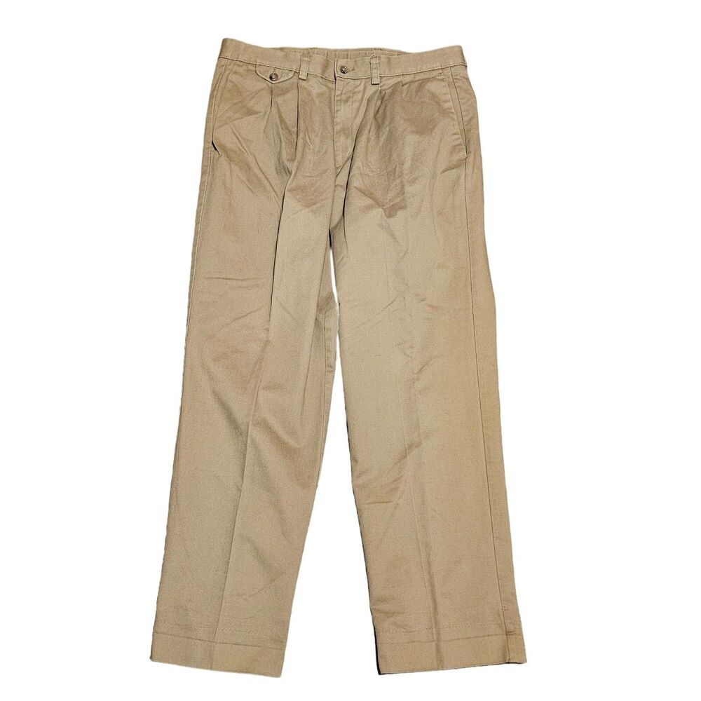 Dockers Individual Fit Men's Khaki Chinos Pants Size 36X30 Pleated Strait Leg